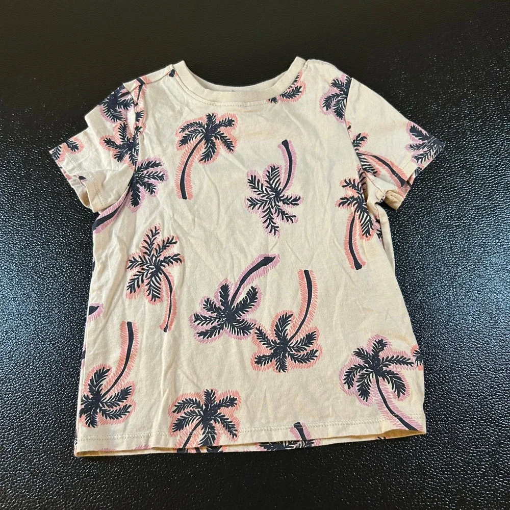 Old Navy Palm Tree T-Shirt Graphic Tee‎ Casual Top Beige Toddler size 3T